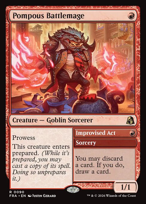 Pompous Battlemage // Improvised Act card image
